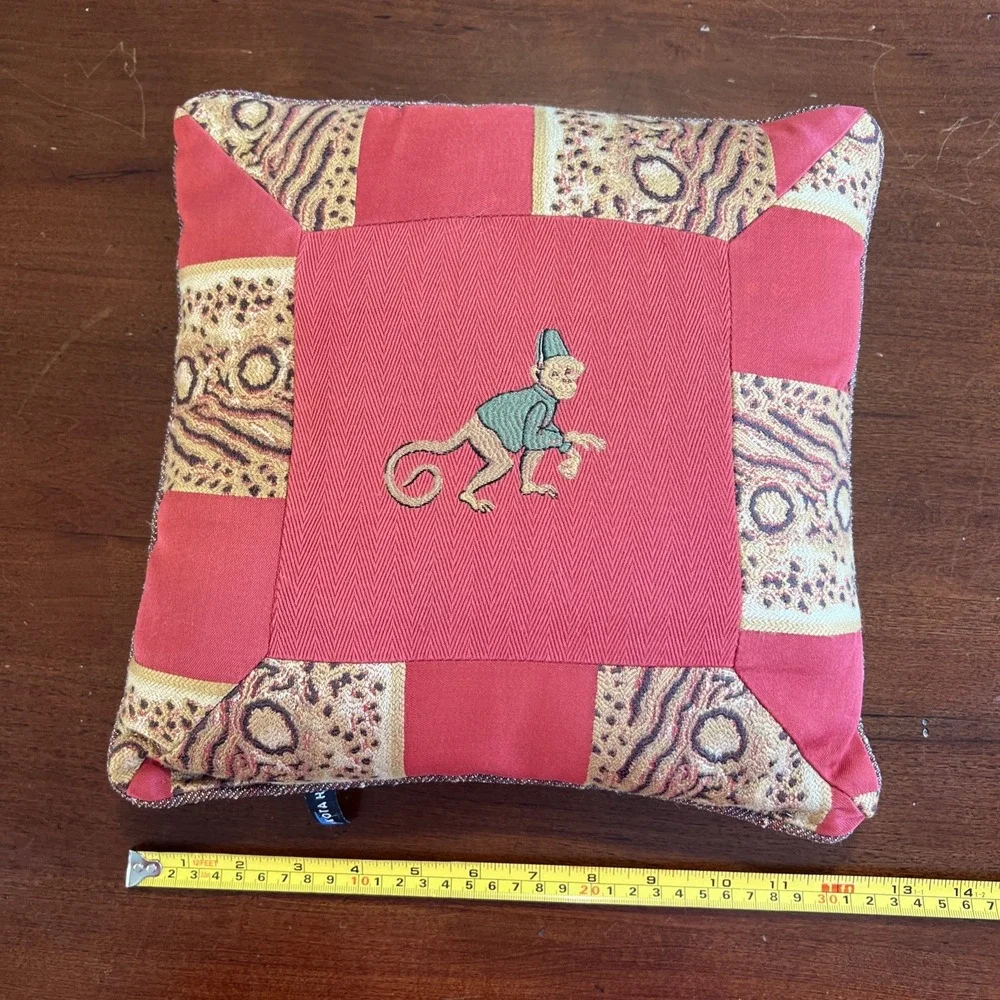 Dakotah Embroidered Monkey Throw Pillow Safari‎ Jungle Boho Decor